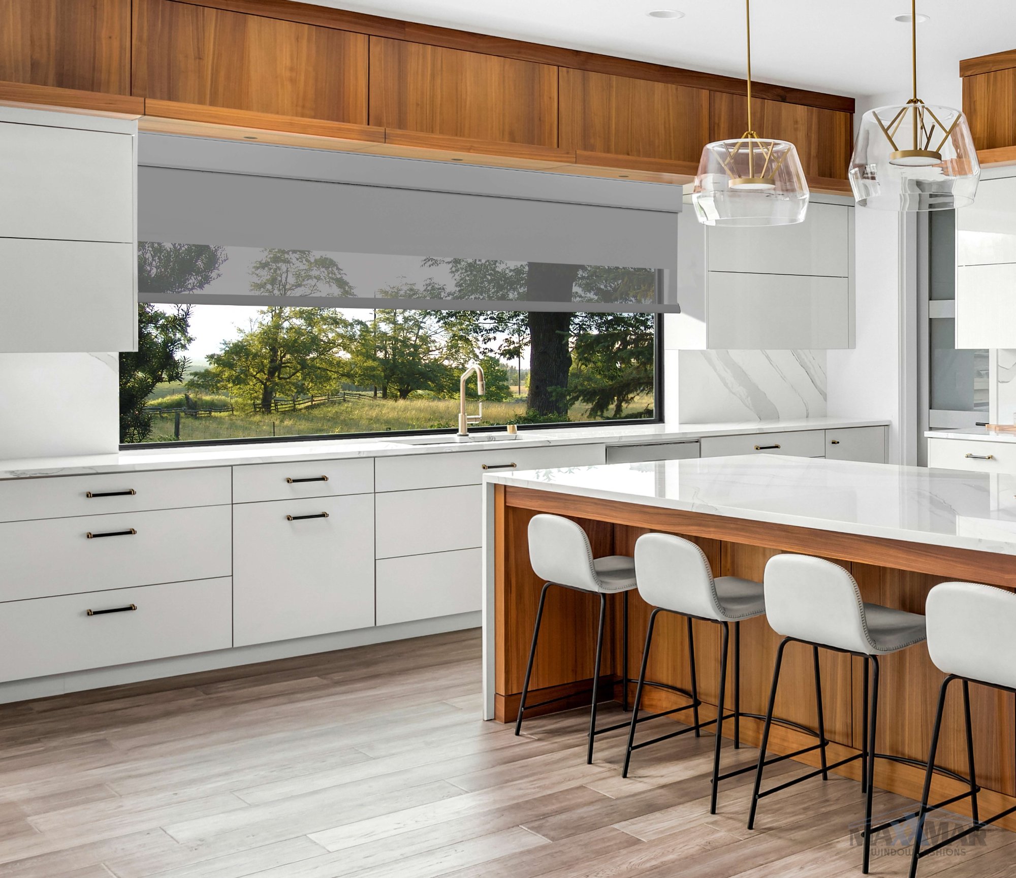 Grande S Cassette Roller Shade in kitchen