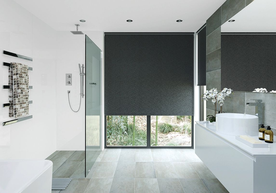 Roller shade bathroom